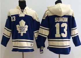 Wholesale Cheap Maple Leafs #13 Mats Sundin Blue Sawyer Hooded Sweatshirt Stitched NHL Jersey