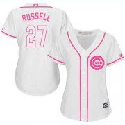 Wholesale Cheap Cubs #27 Addison Russell White/Pink Fashion Women's Stitched MLB Jersey