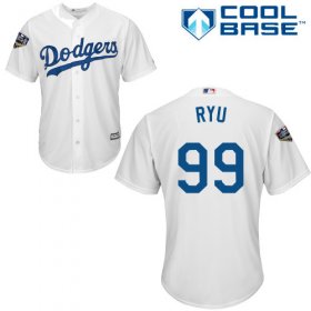 Wholesale Cheap Dodgers #99 Hyun-Jin Ryu White Cool Base 2018 World Series Stitched Youth MLB Jersey
