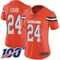 Wholesale Cheap Nike Browns #24 Nick Chubb Orange Alternate Women's Stitched NFL 100th Season Vapor Limited Jersey