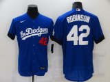 Wholesale Cheap Men's Los Angeles Dodgers #42 Jackie Robinson Blue 2021 City Connect Flex Base Stitched Jersey