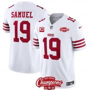 Cheap Men's San Francisco 49ers #19 Deebo Samuel White 2023 F.U.S.E. With 1-star C Ptach And NFC West Champions Patch Football Stitched Jersey
