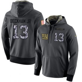 Wholesale Cheap NFL Men\'s Nike New York Giants #13 Odell Beckham Jr Stitched Black Anthracite Salute to Service Player Performance Hoodie