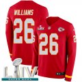 Wholesale Cheap Nike Chiefs #26 Damien Williams Red Super Bowl LIV 2020 Team Color Men's Stitched NFL Limited Therma Long Sleeve Jersey