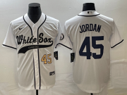 Wholesale Cheap Men's Chicago White Sox #45 Michael Jordan Number White Cool Base Stitched Baseball Jersey