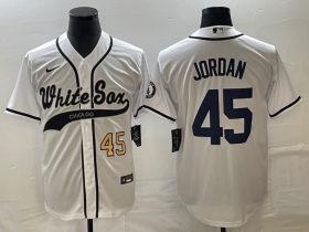 Wholesale Cheap Men\'s Chicago White Sox #45 Michael Jordan Number White Cool Base Stitched Baseball Jersey