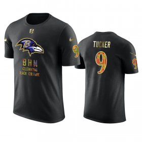 Wholesale Cheap Ravens #9 Justin Tucker Black Men\'s Black History Month T-Shirt