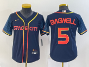 Wholesale Cheap Youth Houston Astros #5 Jeff Bagwell 2022 Navy Blue City Connect Cool Base Stitched Jersey