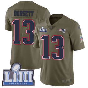 Wholesale Cheap Nike Patriots #13 Phillip Dorsett Olive Super Bowl LIII Bound Men\'s Stitched NFL Limited 2017 Salute To Service Jersey