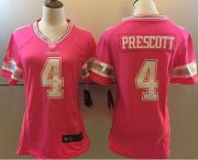 Wholesale Cheap Nike Cowboys #4 Dak Prescott Pink Women's Stitched NFL Elite Jersey