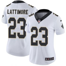 Wholesale Cheap Nike Saints #23 Marshon Lattimore White Women\'s Stitched NFL Vapor Untouchable Limited Jersey
