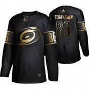 Wholesale Cheap Adidas Hurricanes #86 Teuvo Teravainen Men's 2019 Black Golden Edition Authentic Stitched NHL Jersey