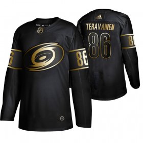 Wholesale Cheap Adidas Hurricanes #86 Teuvo Teravainen Men\'s 2019 Black Golden Edition Authentic Stitched NHL Jersey