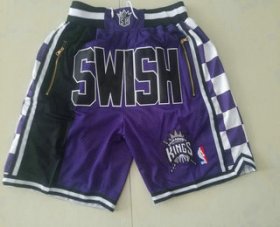 Wholesale Cheap Men\'s Sacramento Kings 1994-95 Black Just Don Shorts Swingman Shorts