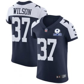 Wholesale Cheap Nike Cowboys #37 Donovan Wilson Navy Blue Thanksgiving Men\'s Stitched With Established In 1960 Patch NFL Vapor Untouchable Throwback Elite Jersey