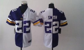 Wholesale Cheap Nike Vikings #22 Harrison Smith Purple/White Women\'s Stitched NFL Elite Split Jersey