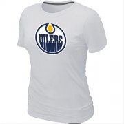 Wholesale Cheap Women's NHL Edmonton Oilers Big & Tall Logo T-Shirt White