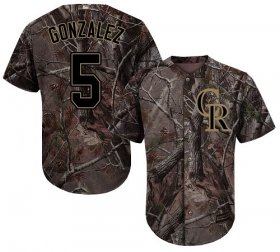 Wholesale Cheap Rockies #5 Carlos Gonzalez Camo Realtree Collection Cool Base Stitched Youth MLB Jersey
