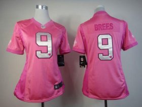 Wholesale Cheap Nike Saints #9 Drew Brees Pink Women\'s Be Luv\'d Stitched NFL Elite Jersey