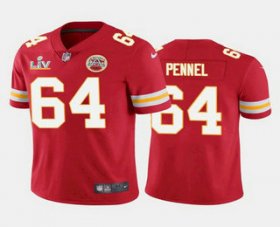 Wholesale Cheap Men\'s Kansas City Chiefs #64 Mike Pennel Red 2021 Super Bowl LV Limited Stitched NFL Jersey