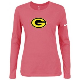 Wholesale Cheap Women\'s Nike Green Bay Packers Of The City Long Sleeve Tri-Blend NFL T-Shirt Pink-2