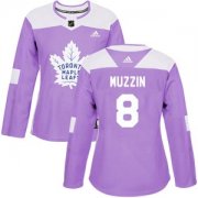 Wholesale Cheap Women's Adidas Toronto Maple Leafs #8 Jake Muzzin Authentic Fights Cancer Practice Jersey - Purple