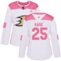 Wholesale Cheap Adidas Ducks #25 Ondrej Kase White/Pink Authentic Fashion Women's Stitched NHL Jersey