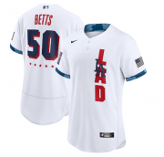 Wholesale Cheap Men's Los Angeles Dodgers #50 Mookie Betts 2021 White All-Star Flex Base Stitched MLB Jersey