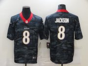 Wholesale Cheap Men's Baltimore Ravens #8 Lamar Jackson 2020 Camo Limited Stitched Nike NFL Jersey