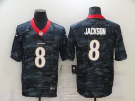 Wholesale Cheap Men\'s Baltimore Ravens #8 Lamar Jackson 2020 Camo Limited Stitched Nike NFL Jersey