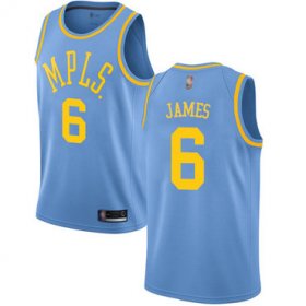 Wholesale Cheap Lakers #6 LeBron James Royal Blue Basketball Swingman Hardwood Classics Jersey