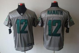 Wholesale Cheap Nike Jets #12 Joe Namath Grey Shadow Men\'s Stitched NFL Elite Jersey