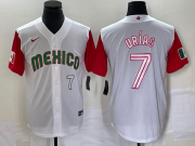Wholesale Cheap Men's Mexico Baseball #7 Julio Urias Number 2023 White Red World Classic Stitched Jersey 41
