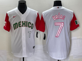 Wholesale Cheap Men\'s Mexico Baseball #7 Julio Urias Number 2023 White Red World Classic Stitched Jersey 41