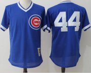 Wholesale Cheap Mitchell And Ness Cubs #44 Anthony Rizzo Blue Throwback Stitched MLB Jersey