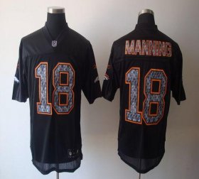 Wholesale Cheap Sideline Black United Broncos #18 Peyton Manning Black Stitched NFL Jersey