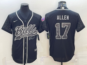 Wholesale Cheap Men's Buffalo Bills #17 Josh Allen Black Reflective With Patch Cool Base Stitched Baseball Jersey