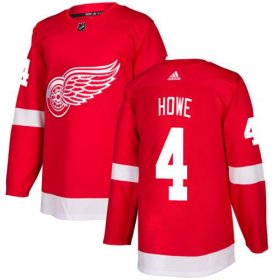 Wholesale Cheap Adidas Red Wings #4 Gordie Howe Red Home Authentic Stitched NHL Jersey
