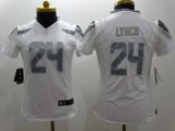 Wholesale Cheap Nike Seahawks #24 Marshawn Lynch White Women's Stitched NFL Limited Platinum Jersey