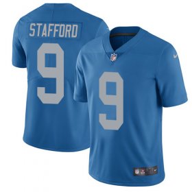 Wholesale Cheap Nike Lions #9 Matthew Stafford Blue Throwback Men\'s Stitched NFL Vapor Untouchable Limited Jersey