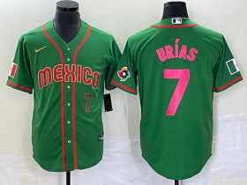 Wholesale Cheap Men\'s Mexico Baseball #7 Julio Urias Number 2023 Green World Classic Stitched Jersey10