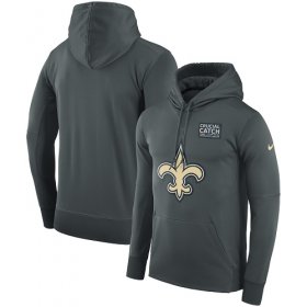 Wholesale Cheap NFL Men\'s New Orleans Saints Nike Anthracite Crucial Catch Performance Pullover Hoodie