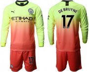 Wholesale Cheap Manchester City #17 De Bruyne Third Long Sleeves Soccer Club Jersey