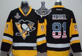 Wholesale Cheap Penguins #81 Phil Kessel Black Alternate USA Flag Fashion 2017 Stanley Cup Finals Champions Stitched NHL Jersey