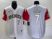 Wholesale Cheap Men's Mexico Baseball #7 Julio Urias Number 2023 White Red World Classic Stitched Jersey 34