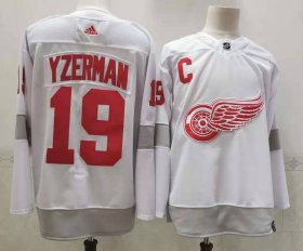 Wholesale Cheap Men\'s Detroit Red Wings #19 Steve Yzerman White Adidas 2020-21 Alternate Authentic Player NHL Jersey
