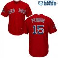 Wholesale Cheap Red Sox #15 Dustin Pedroia Red Cool Base 2018 World Series Champions Stitched Youth MLB Jersey