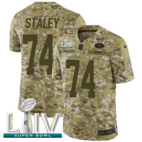 Wholesale Cheap Nike 49ers #74 Joe Staley Camo Super Bowl LIV 2020 Youth Stitched NFL Limited 2018 Salute To Service Jersey