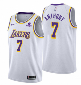 Wholesale Cheap Men\'s Los Angeles Lakers #7 Carmelo Anthony bibigo 75th Anniversary White Stitched Jersey