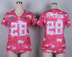 Wholesale Cheap Nike Vikings #28 Adrian Peterson Pink Women\'s Stitched NFL Elite Camo Fashion Jersey